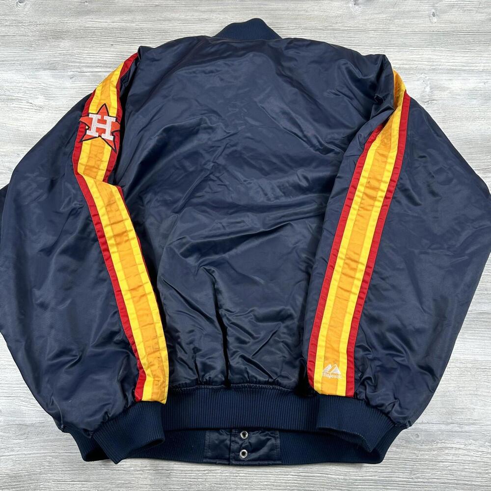 Houston Astros Satin Jacket Men 3XL Blue Red Striped Retro Majestic Cooperstown - Picture 9 of 10